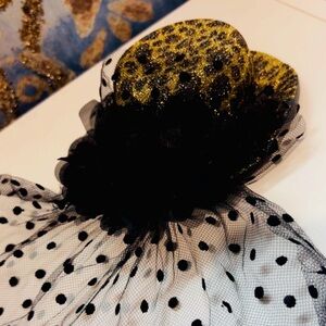 Mini Leopard print and Black Mesh hat